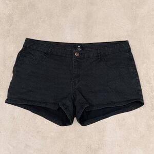 H&M Polka Dot Denim Shorts Size US 12 Dark Blue White